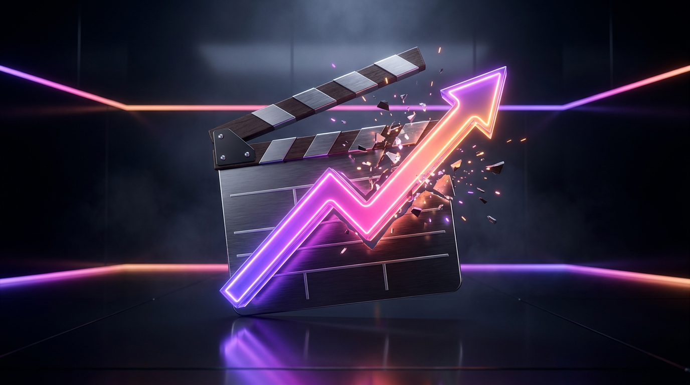 Dashboard de analítica mostrando métricas de anuncios de YouTube con luces de neón