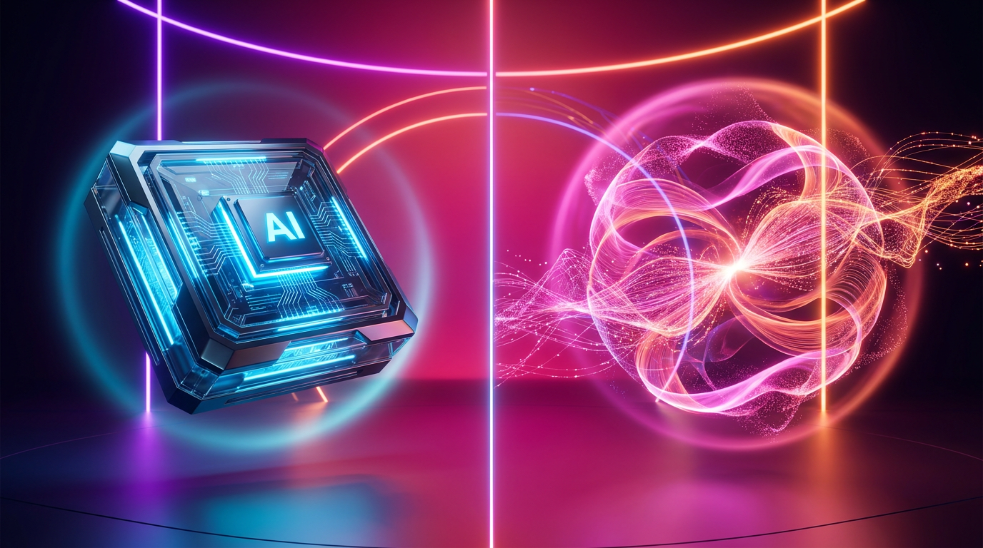 Espacio de trabajo de edición de video con hologramas y luces neón