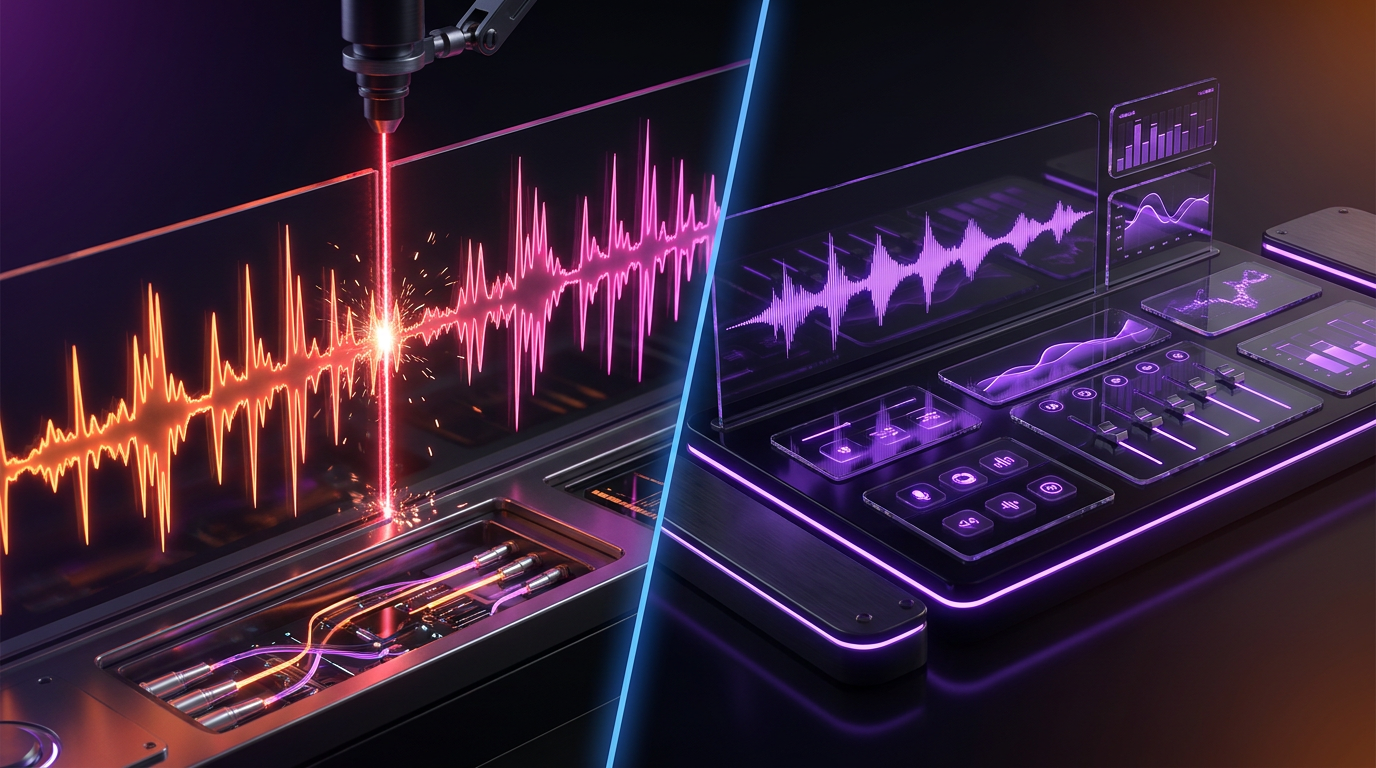 Comparativa de líneas de tiempo de edición de video cortando ondas de audio