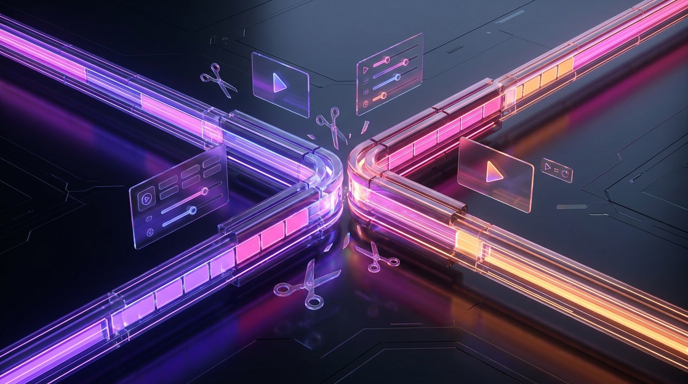 Comparativa visual de interfaces de edición de vídeo con inteligencia artificial