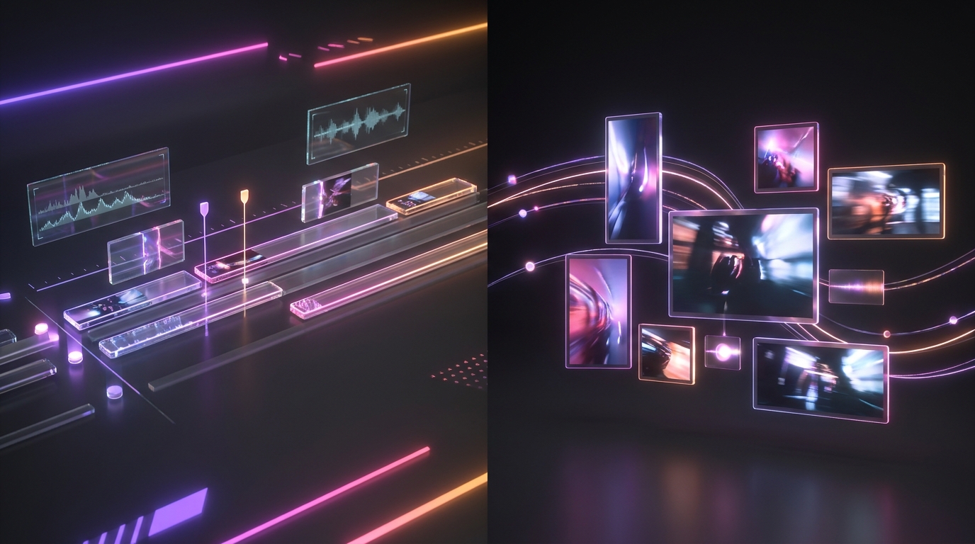 Comparativa visual entre dos herramientas de inteligencia artificial para edición de vídeo.