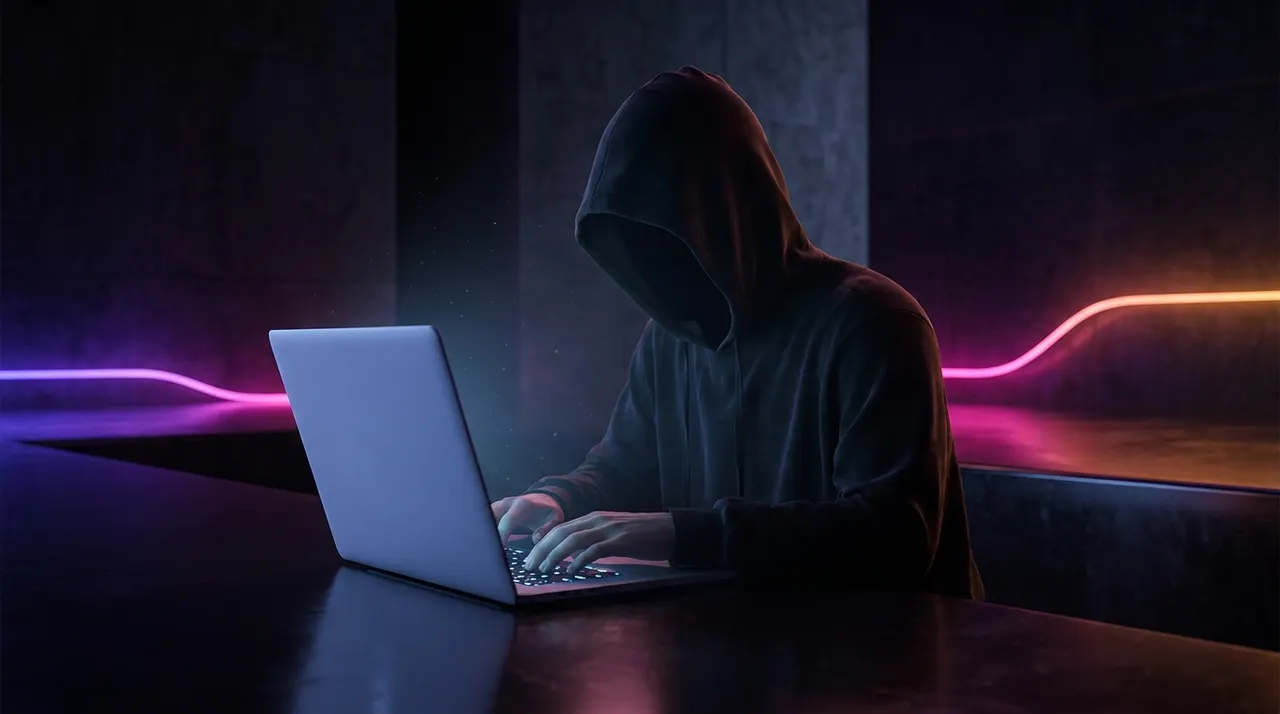Espacio de trabajo moderno con pantallas de edición de video y luces de neón