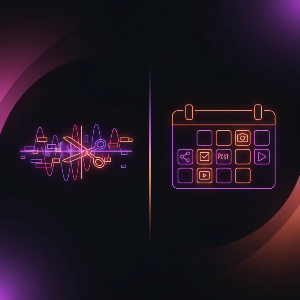 Ilustración 3D comparando un flujo de video directo con un sistema fragmentado de carpetas