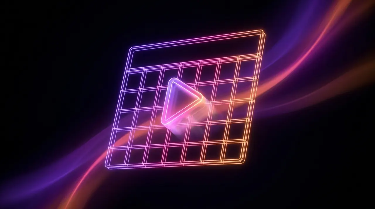 Calendario digital proyectado sobre un escritorio con iluminación de neón