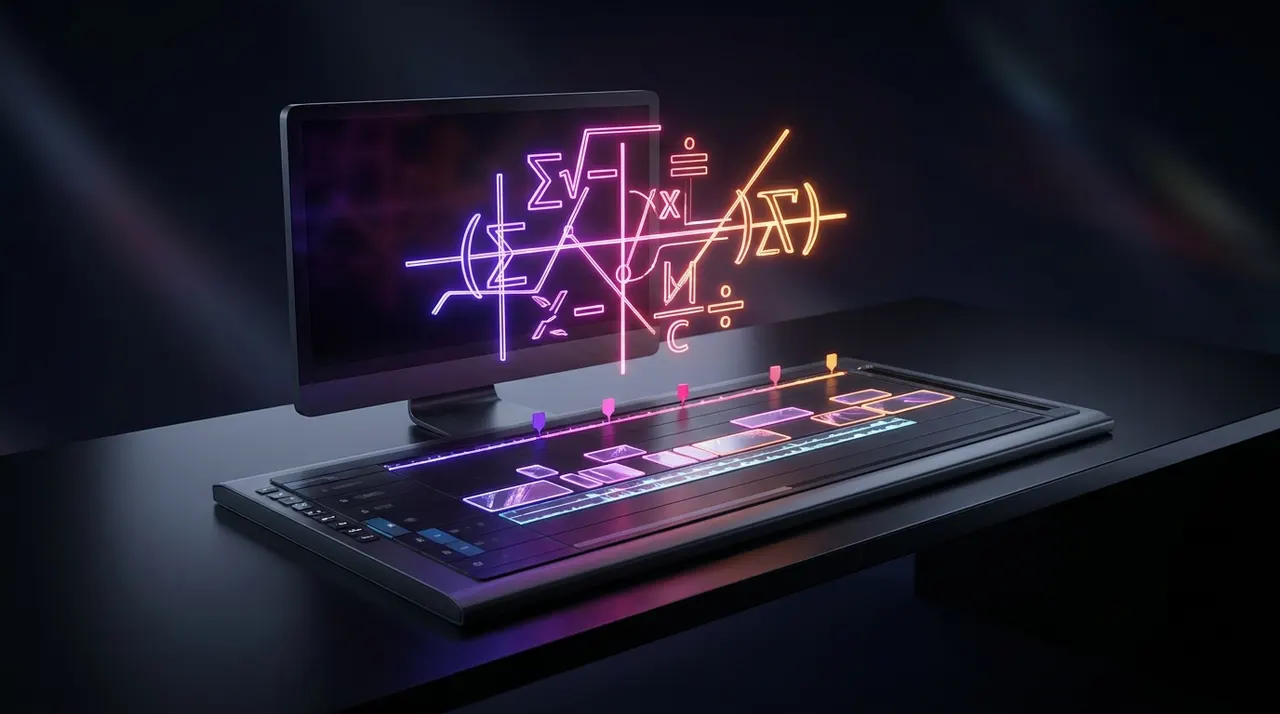 Calculadora digital y calendario sobre una línea de tiempo de edición de video