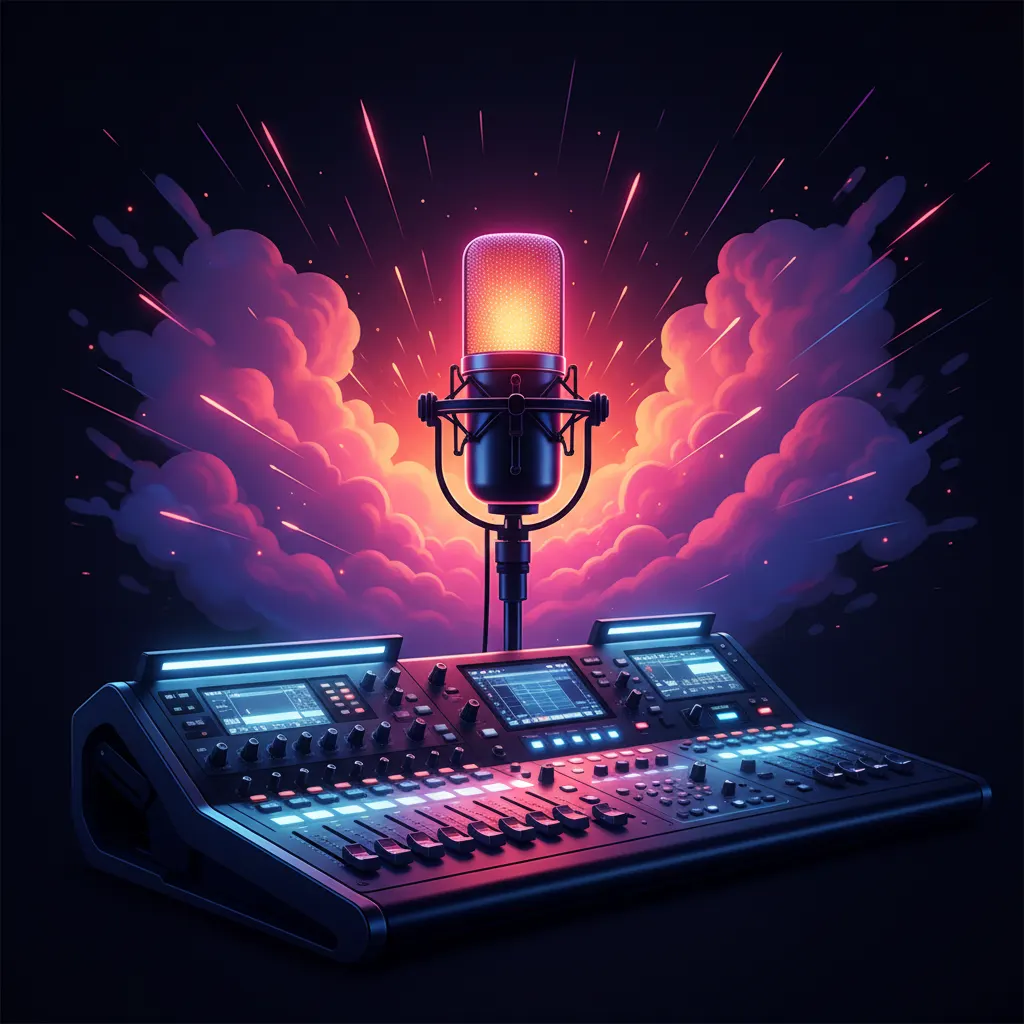 Interfaz de audio digital separando una onda de música de una onda de voz