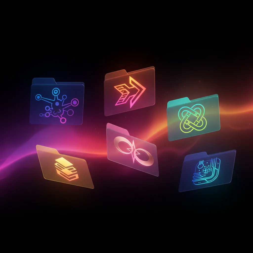 Interfaz digital flotante que muestra múltiples paletas de colores y tipografías