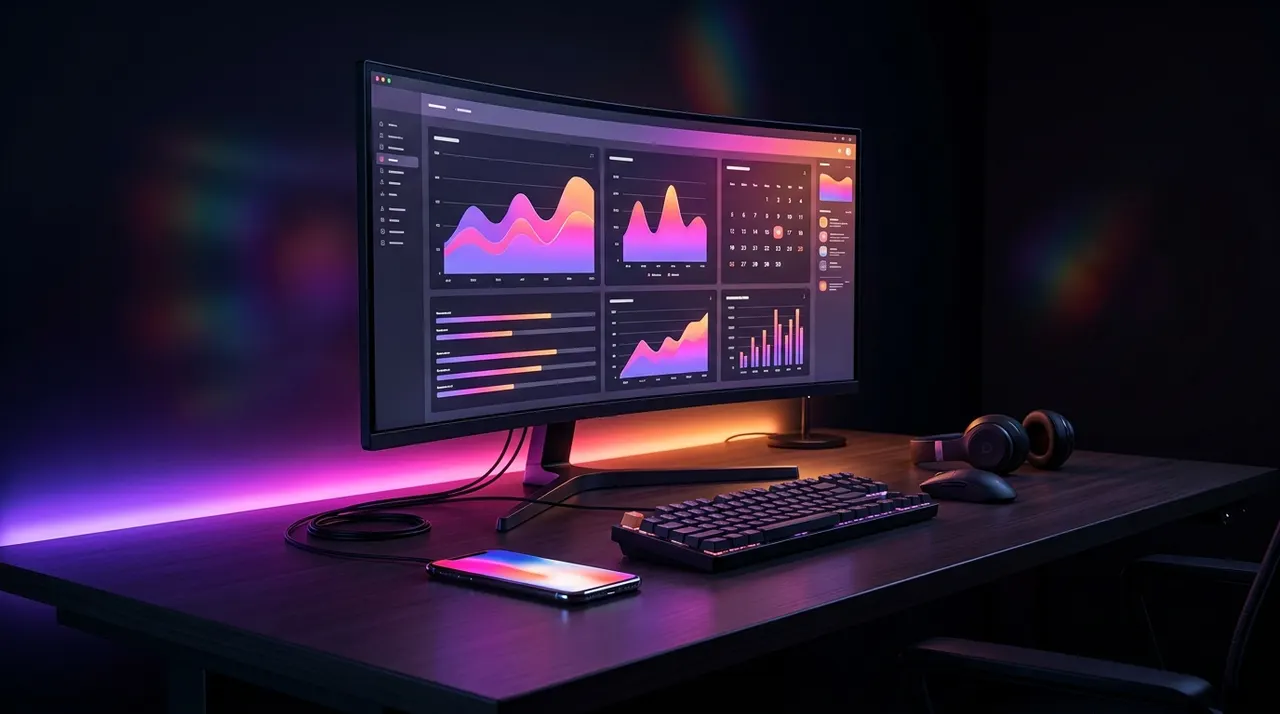 Interfaz digital mostrando calendarios de publicación y gráficos de análisis de video