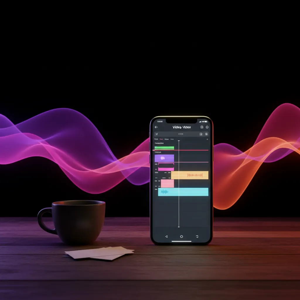 Smartphone mostrando una línea de tiempo de edición de video vertical