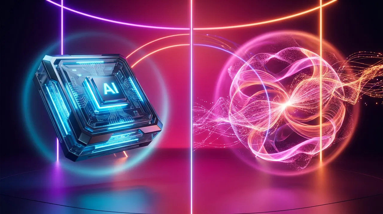 Espacio de trabajo de edición de video con hologramas y luces neón
