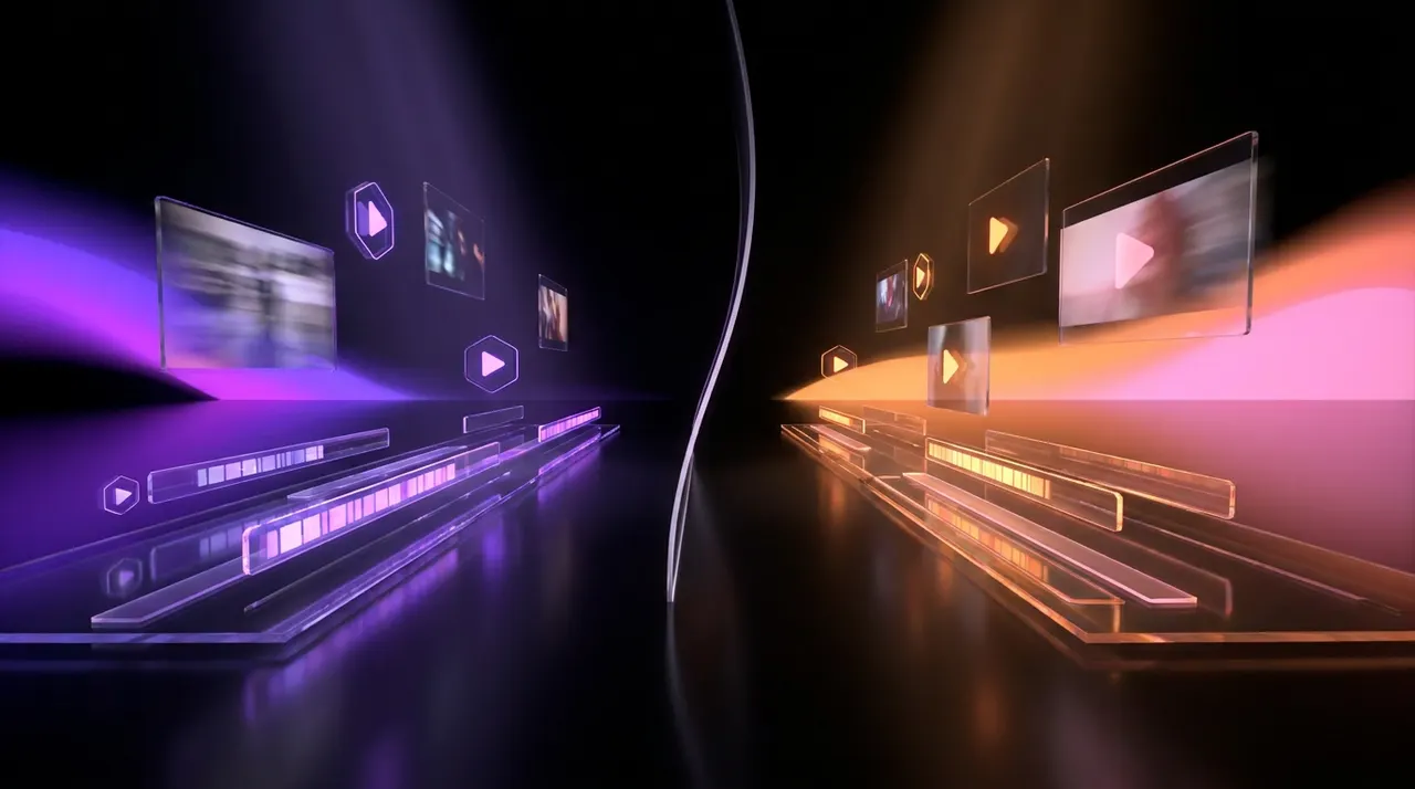 Comparativa visual abstracta de inteligencias artificiales para edición de vídeo