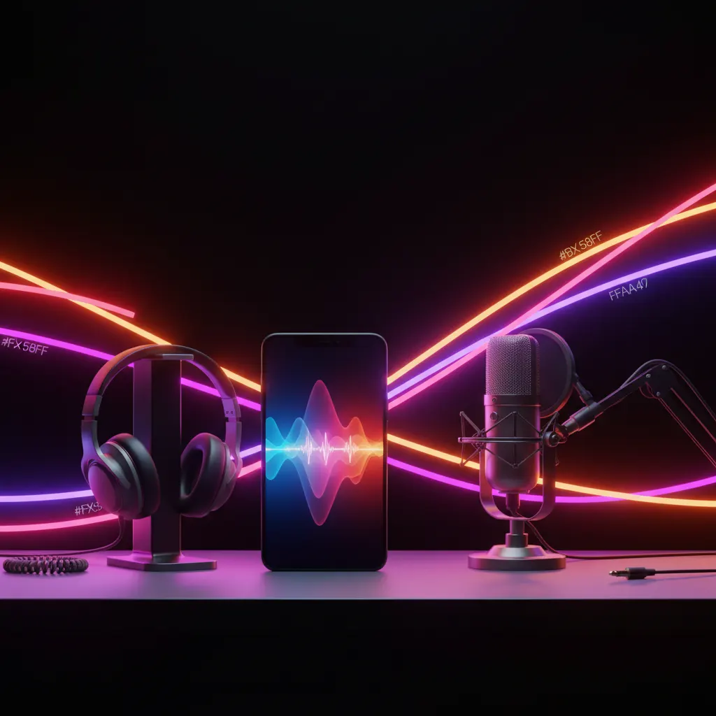 Teléfono móvil con icono de audio silenciado sobre fondo oscuro con luces de neón