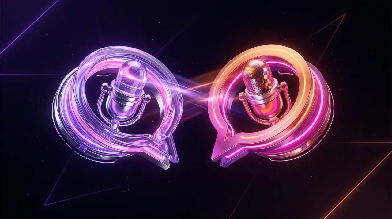Ondas de audio brillantes sobre una línea de tiempo digital representando edición IA