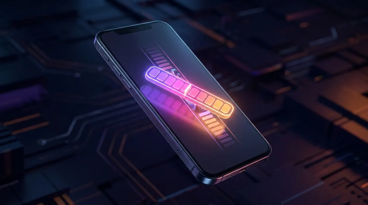 Interfaz de smartphone seleccionando un fotograma de video en una línea de tiempo