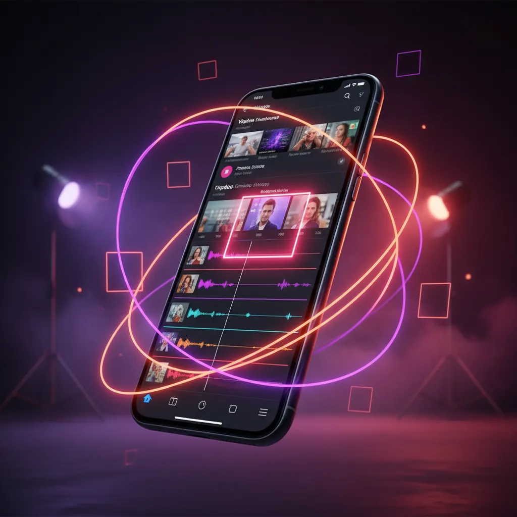 Smartphone mostrando una línea de tiempo de vídeo con un fotograma seleccionado